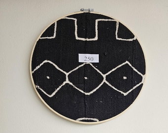 250 framed 12" diameter mudcloth art African Bògòlanfini Mud cloth wall decor