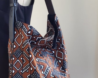 African kente print hobo handbag, bucket tote, kente cloth handbag, handmade, gift SHOULDER BAG