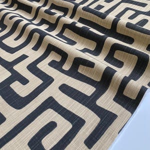 2 yds African print fabric, kuba print fabric, Tribal print fabric, African fabric by the yard, print fabric,  black, beige