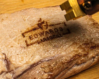 Benutzerdefiniertes Brandeisen für Steak Personalisiertes Fleisch-Brandeisen mit Bügeleisen Benutzerdefinierter Logo-Stempel für Burger-Brötchen Holzbrandstempel
