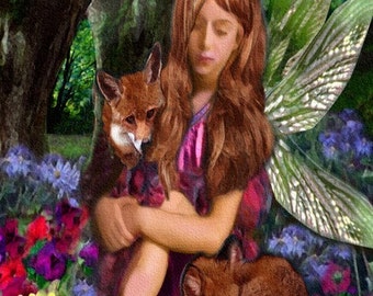 The Exchange ACEO fox and fairy painting print