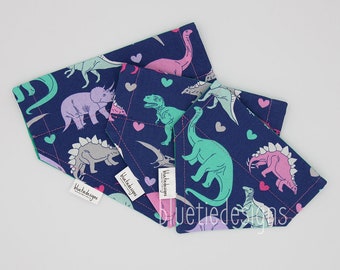 Valentine Dinosaurs Reversible Dog Collar Bandana Small Medium