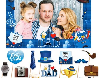 28-teiliges Vatertag Photo Booth Set – Lustige Requisiten Mit 'We Love Dad' Motiven