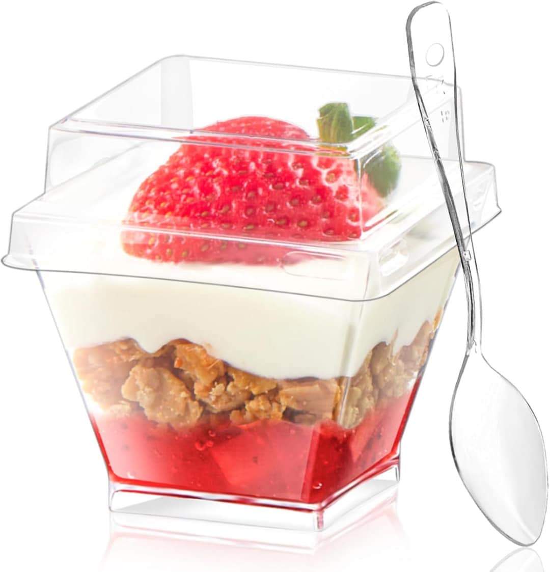 ASelected 100er-Set Mini Desserttasse Dessertbecher mit Deckel, 5oz ASelected 100er-Set Mini Desserttasse Dessertbecher mit Deckel, 5oz