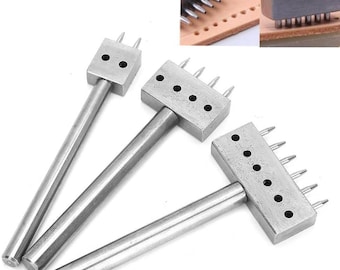 3PCS Profession Leather Hole Punch Tools, Cutting Stitch for Wallet Belt Spacing Punch Tool DIY Leather Craft Hole Punching Set Belt Hole