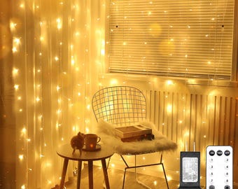 Curtain Lights for Bedroom, 300 Led 9.8x9.8ft Hanging String Lights Outdoor, Fairy Curtain Lights Indoor for Christmas, Dorm, Wall, Backdrop