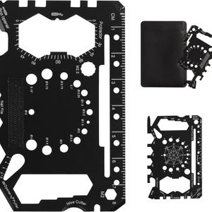 52-in-1 slanke minimalistische survivalkaart portemonnee gereedschapskaart, creditcardformaat multitool portemonnee techniek liniaal schaal multitool kaartzaktool