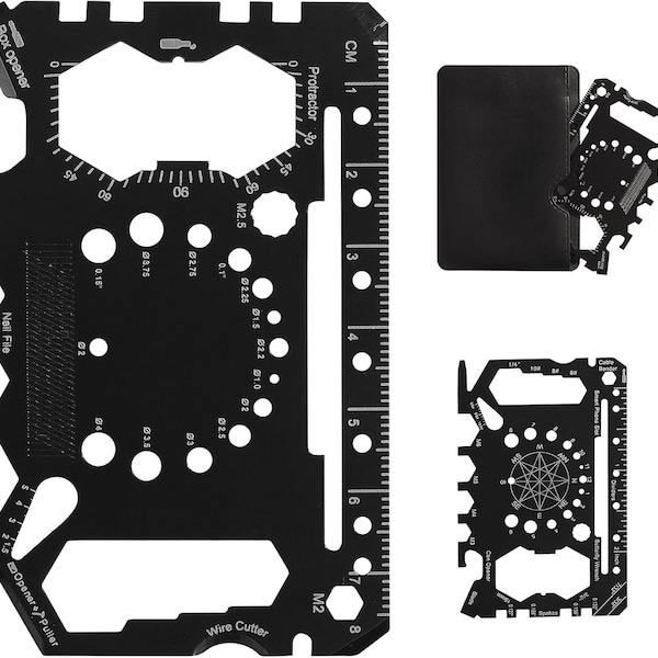 52 in 1 Slim Minimalist Survival Card Wallet Tool Card, Credit Card Size Multitool Wallet Engineering Ruler Scale Multitool Card Pocket Tool