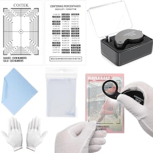 104-delige centreerset voor kaartgrading, kaartbeoordelingsset, inclusief één 40x vergrootglas met led-licht, één kaartcentreerhulpmiddel,