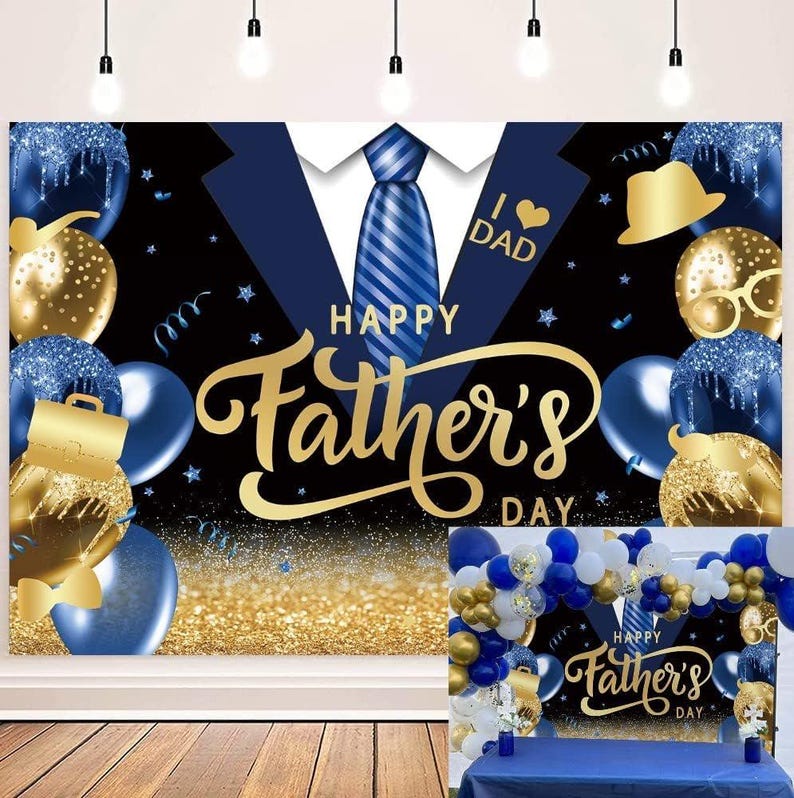 Fondo para el Día del Padre con Globos Azules y Dorados Brillantes ...