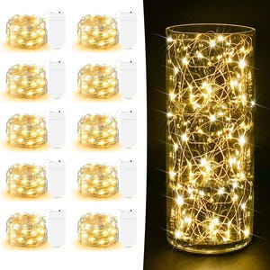 10 Pack Fairy Lights Battery Operated - 7ft 20 LED Twinkle Lights Copper Wire Mini String Lights Firefly Lights for Mason Jars DIY Crafts