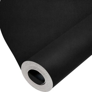 May include: A roll of black felt fabric. The fabric is rolled up tightly and has a white core.