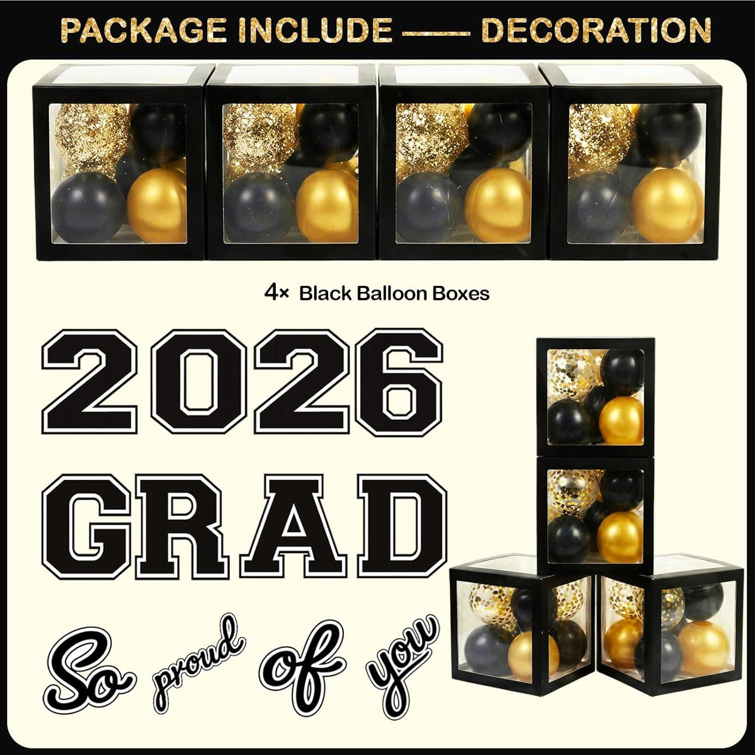 Black and Gold Graduation Decorations Class of 2026 - Graduation ...
