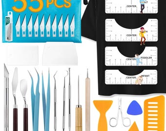 33 piezas de herramientas para deshierbar vinilo con regla guía para camisetas, juego de herramientas para manualidades para impresión por transferencia térmica DIY, deshierbar vinilo, scrapbooking,