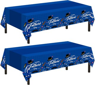 Tovaglie Per Festa Del Papà 2 Pezzi | 219x137 Cm In Plastica Usa E Getta | Tema Papà Con Cravatte E Attrezzi | Impermeabile E Resistente | Decorazioni Per Compleanni E BBQ