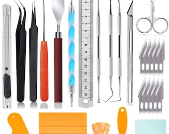 Herramientas para desherbar vinilo: Kit de 27 herramientas premium para desherbar vinilo, herramientas para manualidades, juego básico para manualidades, herramientas para scrapbooking, desherbador para scrapbooking.