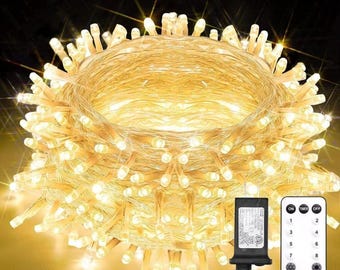 Indoor String Lights with Remote, Warm White Fairy String Lights Plug in with Timer, 33FT 100 LED Twinkle Christmas Lights for Bedroom Tree