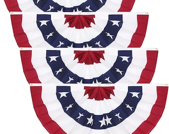 American Pleated Fan Flag, USA Patriotic Half Fan Bunting Flag, 4th of July Decorations Flags (Set of 4)