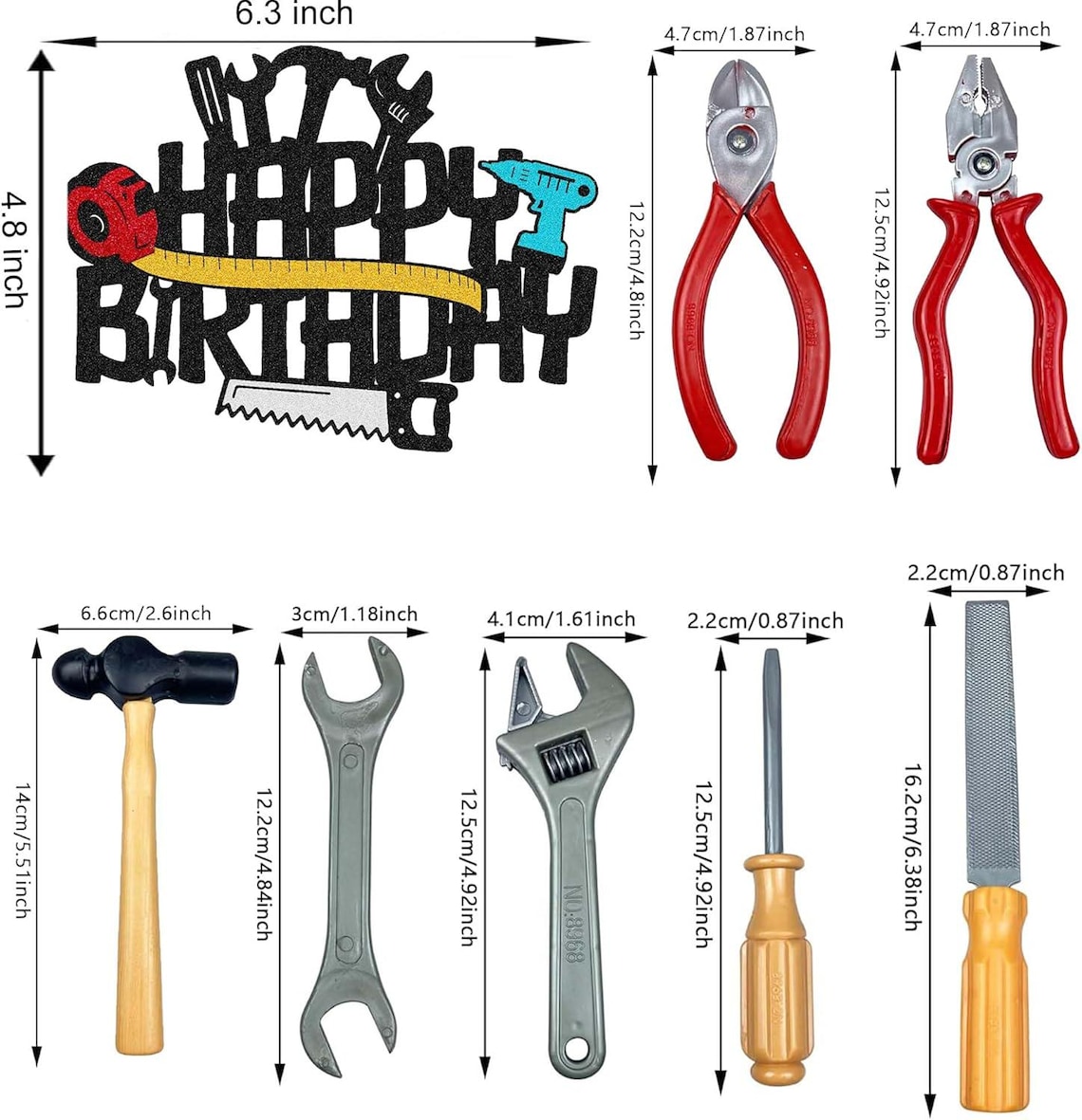 Cake Toppers for Men, Qoadwem Hand Tools Cake Topper Toolbox Wrench ...