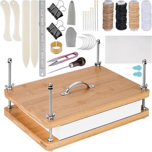 35 PCS Book Press Binding Kit for Notebooks, Lesson Plans, Document Organization - Compact Bamboo Bookbinding Tools, Book Binding Supplies