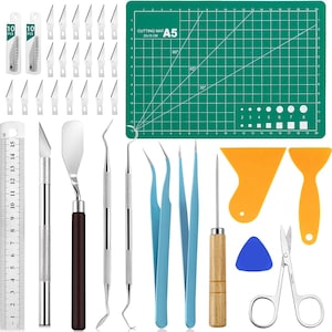 Conjunto de 33 ferramentas de remoção de ervas daninhas para vinil, kit de ferramentas de remoção de ervas daninhas de vinil de precisão para scrapbooking, remoção de ervas daninhas de vinil, corte de arte faça você mesmo,