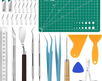 Juego de 33 herramientas de deshierbe para vinilo, kit de herramientas de precisión para deshierbe de vinilo para álbumes de recortes, deshierbe de vinilo, corte de obras de arte de bricolaje,