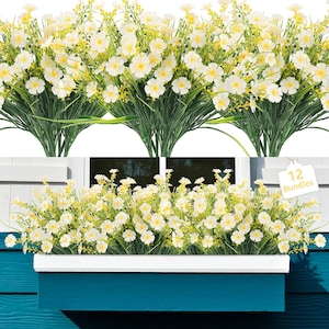 Flores artificiales para exterior, resistentes a los rayos UV, no se decoloran (12 paquetes)