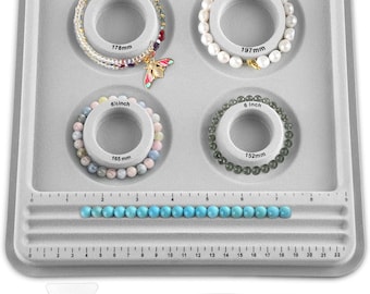 Herramienta de medición de tamaño de pulsera con tableros de cuentas, 4 ranuras redondas para joyería, pulseras, collares y otros artículos.