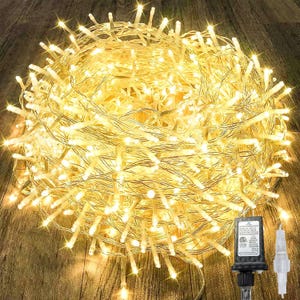 Connectable 240LED 88Ft 13Modes String Lights Indoor Outdoor Clear Wire | Warm White Christmas Lights | Twinkle Fairy Light Plug