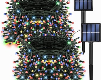 2 Pack Total 400LED 132FT Multi-Colored Christmas Solar String Outdoor Lights, Solar Powered with 8 Modes Waterproof Fairy Lights