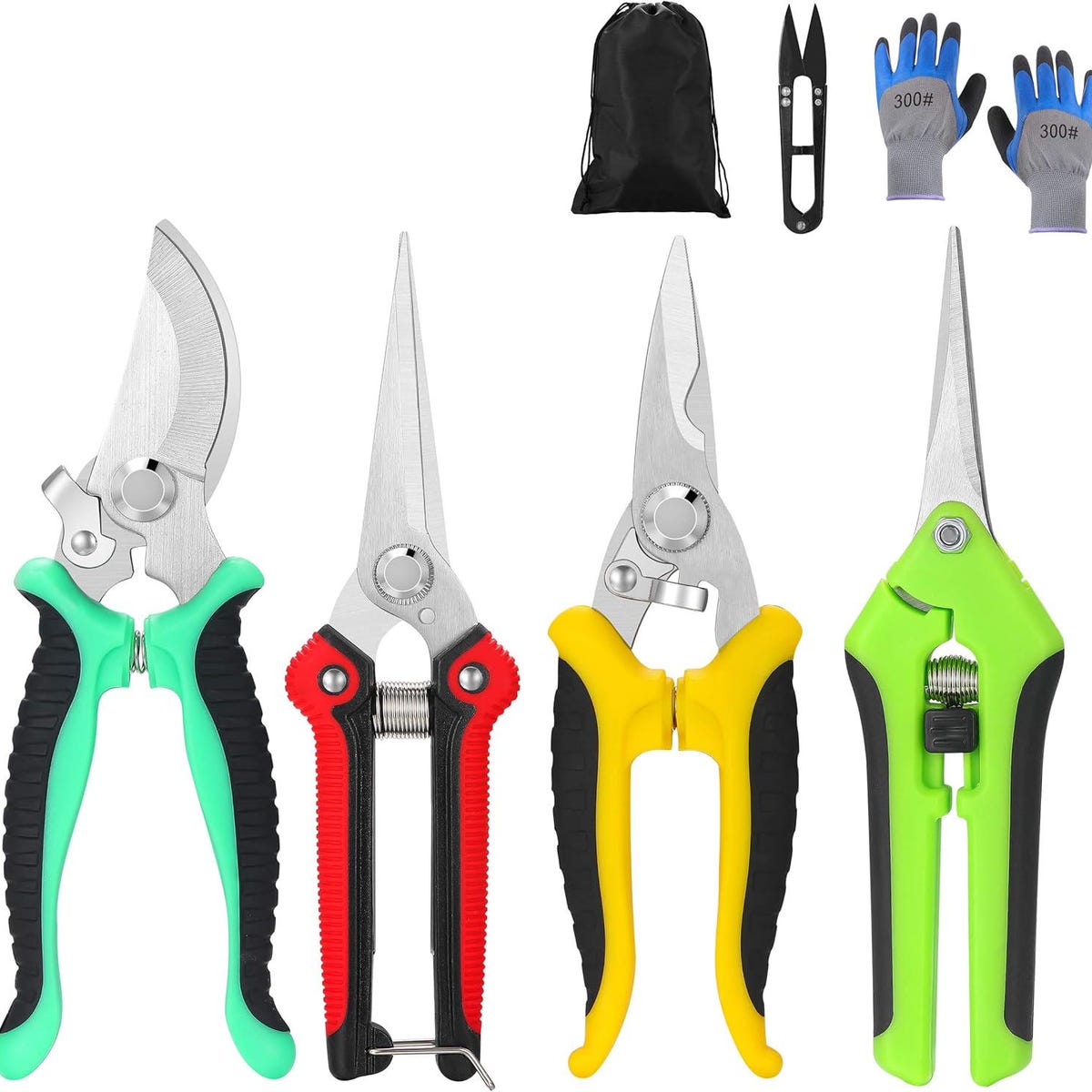 5 Pack Garden Pruning Shears Stainless Steel Blades, Handheld Scissors Set With Gardening Gloves,heavy Duty Garden Bypass Pruning Shears,t - Etsy