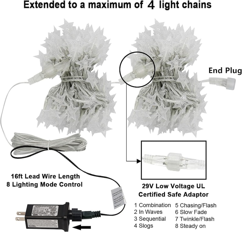 100 LED Star String Lights, 33FT Plug in Fairy String Lights Waterproof ...