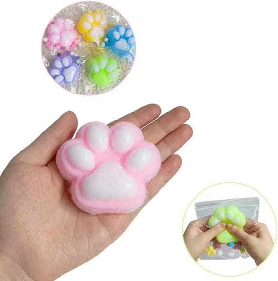 Set De 2 Juguetes Anti-estrés Patas De Gato – Squeeze De Silicone Con Lentejuelas, Azul Y Rosa, Reutilizable Para Relajación Y Regalo