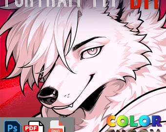 DIY-Printable-CANINE-coloring page-digital download-furry art base-anthropomorphic headshot-instant access-png/pdf/psd-