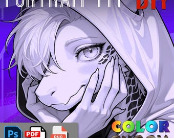 DIY-Printable-DRAGON-coloring page-digital download-furry art base-anthropomorphic headshot-instant access-png/pdf/psd-