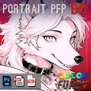DIY-Printable-CANINE-coloring page-digital download-furry art base-anthropomorphic headshot-instant access-png/pdf/psd-