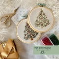 Christmas Tree Ornament Holiday Hand Embroidery Pattern PDF Download With Beads, Easy DIY Handmade Christmas Gift