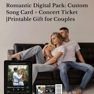 Romantisch digitaal pakket: gepersonaliseerde songkaart + concertticket | Afdrukbaar cadeau voor koppels, jubileum, Valentijnsdag | Cadeau voor koppels