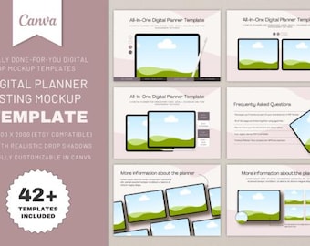 Digital Planner Mockup Canva Templates with Resell Rights