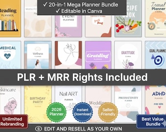 2026 Digital Planner Bundle: Canva Templates with PLR & MRR