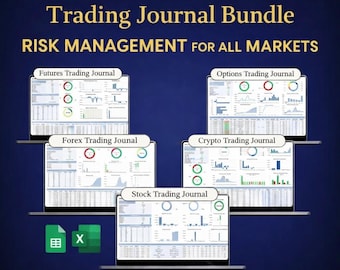 5-in-1 Risk Management Trading Journal Bundle | Futures Forex Stocks Crypto Options | Google Sheets Excel