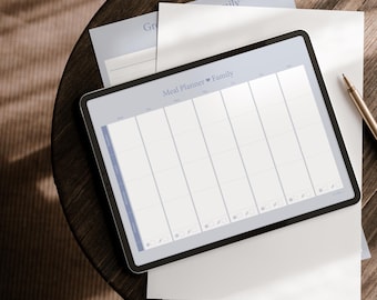 Planificador de comidas familiar | Planificador de comidas | PDF imprimible | Plan de comidas semanal para cocinar en familia