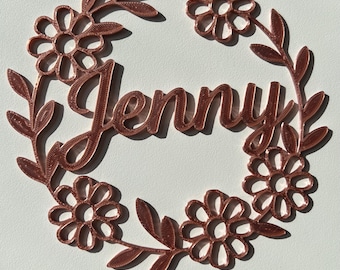Personalized Kids Bedroom Sign with Flowers - Adorable Baby Name Decor - Customizable Nursery Door Plaque - Baby Shower Decor