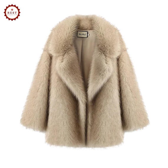 Women’s Oversized Faux Fur Coat – Luxury Gradient Winter Jacket, Thick Warm Fluffy Outerwear, Soft Plush Fox-Style Coat for Cold Weather