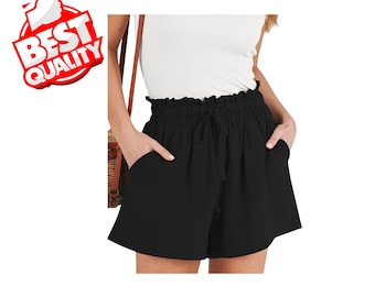Women's Summer Casual Linen Shorts, Drawstring Waist, Loose Fit, Outdoor, Streetwear, Jogger Style