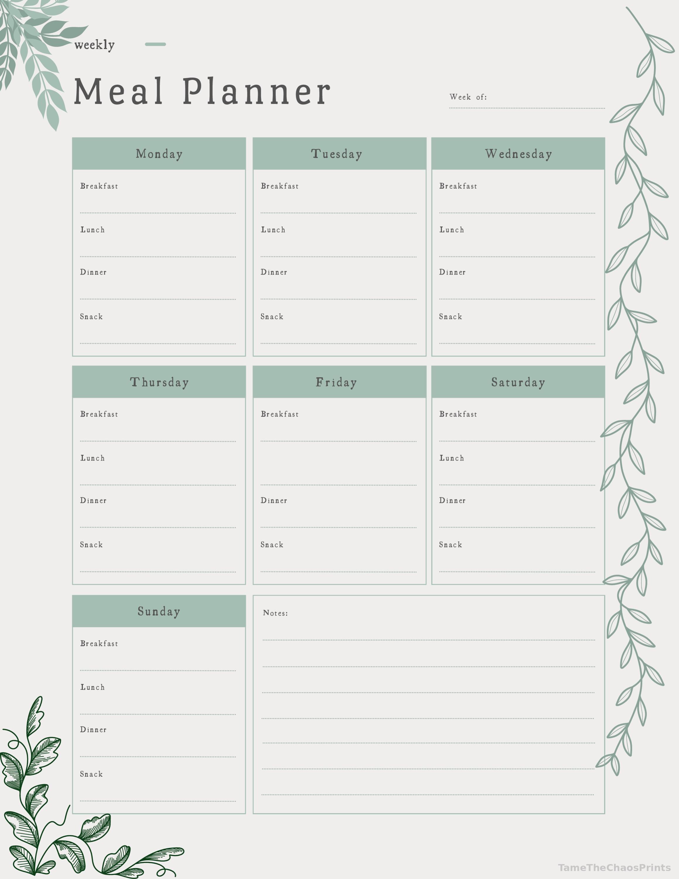 Weekly Family Meal Planner & Grocery List | Printable PDF | Farmhouse ...