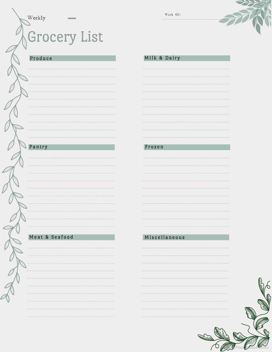 Weekly Family Meal Planner & Grocery List | Printable PDF | Farmhouse ...