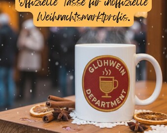 Caneca do Departamento de Vinho Quente – Caneca Divertida de Mercado de Natal | Ideia de Presente para Fãs de Vinho Quente e Amantes do Inverno
