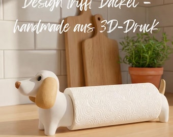 Dackel Küchenrollenhalter 3D gedruckt – originelle Hunde-Deko & Geschenkidee – 2 Farben zur Auswahl
