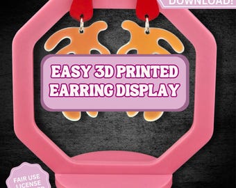 3D Printed Earring Display Stand STL | Minimalist Jewelry Holder (Digital Download)
